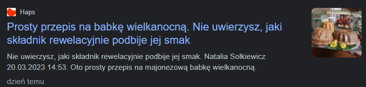 Google News – przykład clickbaitu (zrzut ekranu)