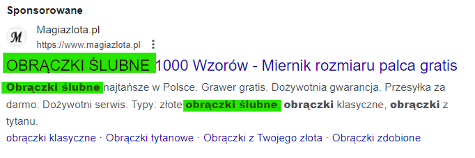 treść i nagłówek reklamy